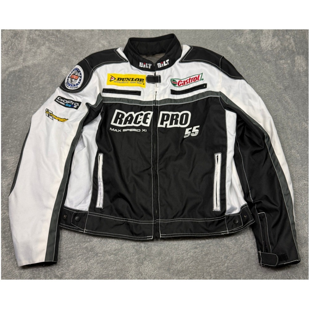 Bilt Dunlop Castrol GoPro Motorcycle Armor Racing Jacket Mens 2XL XXL Padded